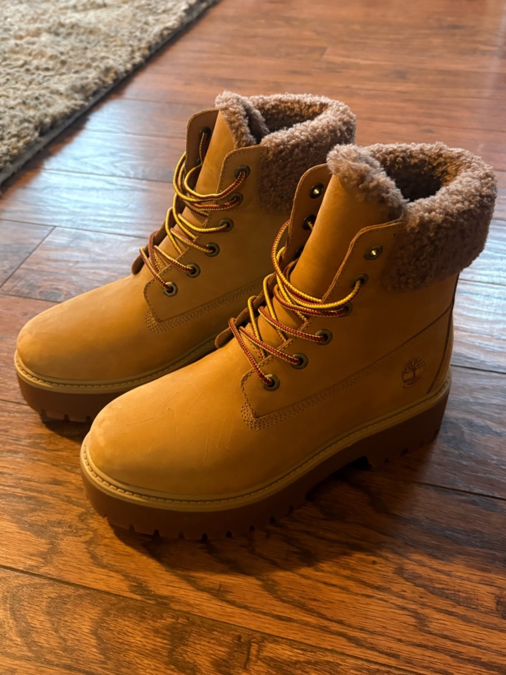 timberland fuzzy platform boots